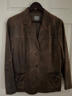 J. Jill Vintage-Inspired Brown Suede Button Jacket size L